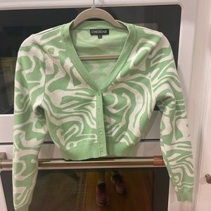 Cropped V-Neck Cardigan Sweater